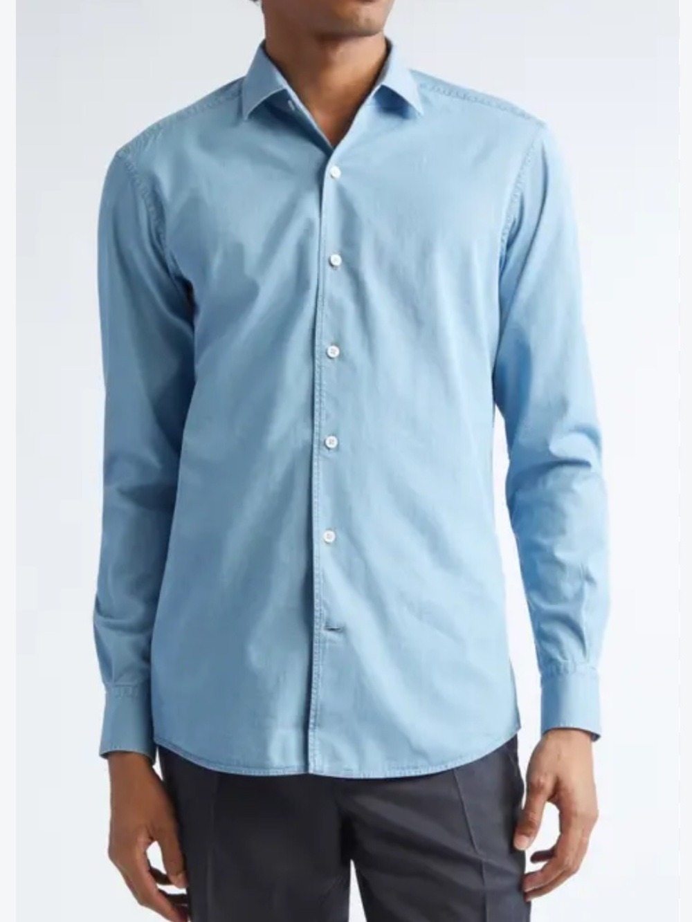 Tommy Bahama 100% silk Light Blue Button-Down Shirt collared button cuffs sz XL